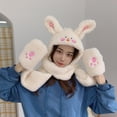 thumbnail image 2 of XINYTEC Sweet Rabbit/ Bear Hoodies Scarf Mitten Plush Hat Scarf Gloves Gifts for Friend, 2 of 19