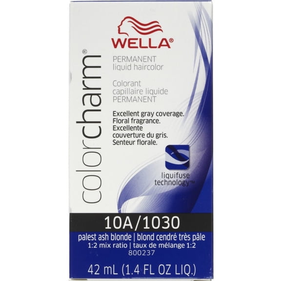 Wella Color Charm Permanent Liquid Hair Color, Palest Ash Blonde [10A/1030] 1.40 oz (Pack of 3)