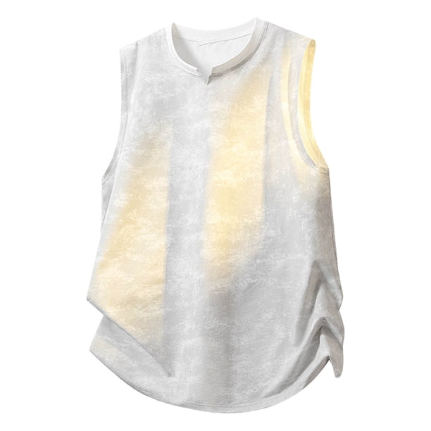 Seco Ajuste Tank Top Hombres Color Sólido V-Cuello Close-Fitting Fitness Top sin Mangas, Hombres Seco Ajuste Tank Tops para Gimnasio Y Correr