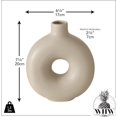 thumbnail image 6 of Modernist Infinity Ring Bud Vase, Beige Glazed, Matte Finish, Stoneware, O-Shape, 7.75 Inches, 6 of 6