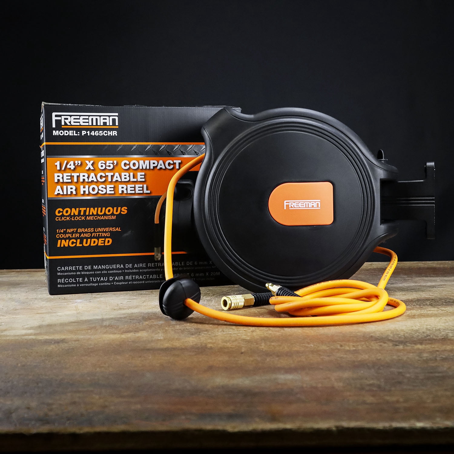 Freeman P1465CHR 1/4" x 65' Hybrid Air Hose w/Swivel Retractable Reel