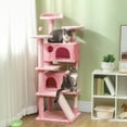 thumbnail image 2 of PawHut 54" Cat Tree Tower with Scratching Posts, Cat Condos, Pink, 2 of 10