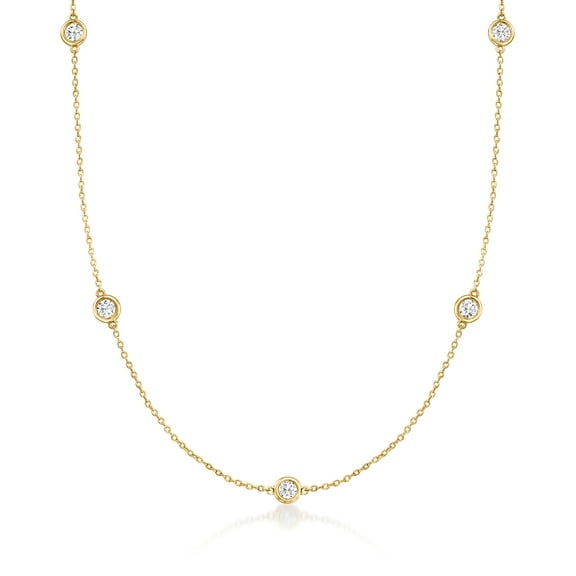 Ross-Simons 1.00 ct. t.w. Bezel-Set Diamond Station Necklace in 14kt Yellow Gold, Women's, Adult
