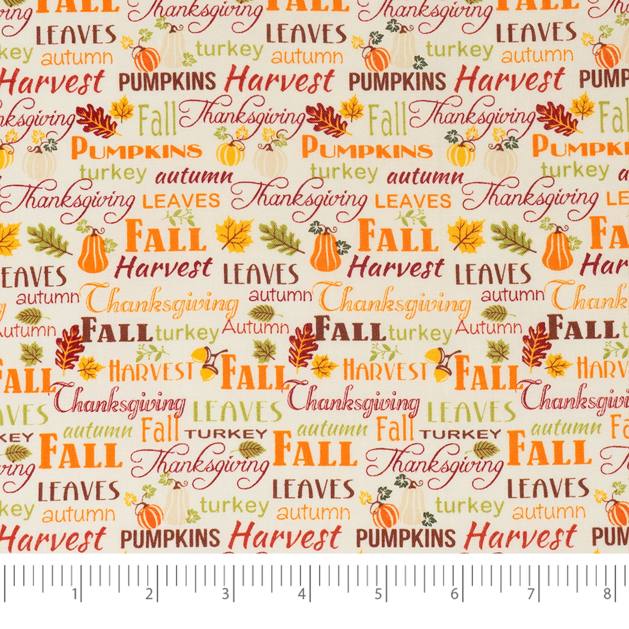 Singer, 100% Cotton, Fall Words, Cut by Yard