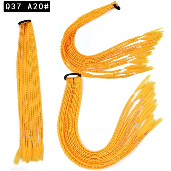 XmhyTop 2Pcs Vibrant Multi-Color Braided Ponytail Extensions, Elastic Band Secure Synthetic Hairpieces, Fun Styling for Crazy Hair Day, Women's Fashion Accessories,Ginger
