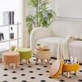 thumbnail image 7 of Storage Ottoman, Modern Round Footrest with Soft Padded Seat, Teddy Velvet Footstool with Wood Legs, Accent Small Table or Plant Stand for Living Room (Brilliant Green), 7 of 7