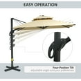thumbnail image 3 of Royard Oaktree Heavy Duty 10ft Offset Patio Umbrella with Aluminum Cross Base, 360-degree Rotation Hanging Cantilever Umbrella Market Outdoor Sun Shade for Backyard, Deck, Poolside, Beige, 3 of 5