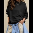 thumbnail image 4 of Sudadera con Capucha de Cuello Redondo y Forro Extragrande para Mujer, Lindas Camisetas de Larga, Ropa Preppy para Adolescentes (2025) Negro M, 4 of 8