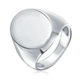 thumbnail image 2 of Bling Jewelry Mens Mens Silver Ring: Engravable Sterling Silver Oval Signet with Initial Monogram, 2 of 5
