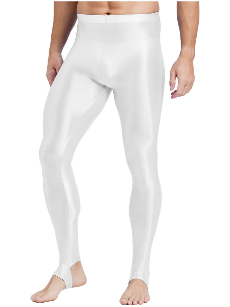 Zaldita Men's Plus Size Glossy High Waist Stirrup Leggings Tights