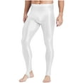 thumbnail image 2 of Sxiwei Men's Shiny Compression Pants Oil Glossy Stretchy Workout Sports Base Layer Trousers White A L, 2 of 6