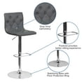 thumbnail image 6 of Flash Furniture Sammie 2 Pack Contemporary Button Tufted Gray Vinyl Adjustable Height Barstool with Chrome Base, 6 of 14