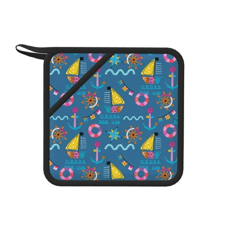 

1 PCS Pot Holders for Kitchen - Heat Resistant Silicone Pot Holders with Hanging Loop Sailboat With Sailing Non Slip Oven Hot Pads Potholders for Decor Baking Cooking Kitchen