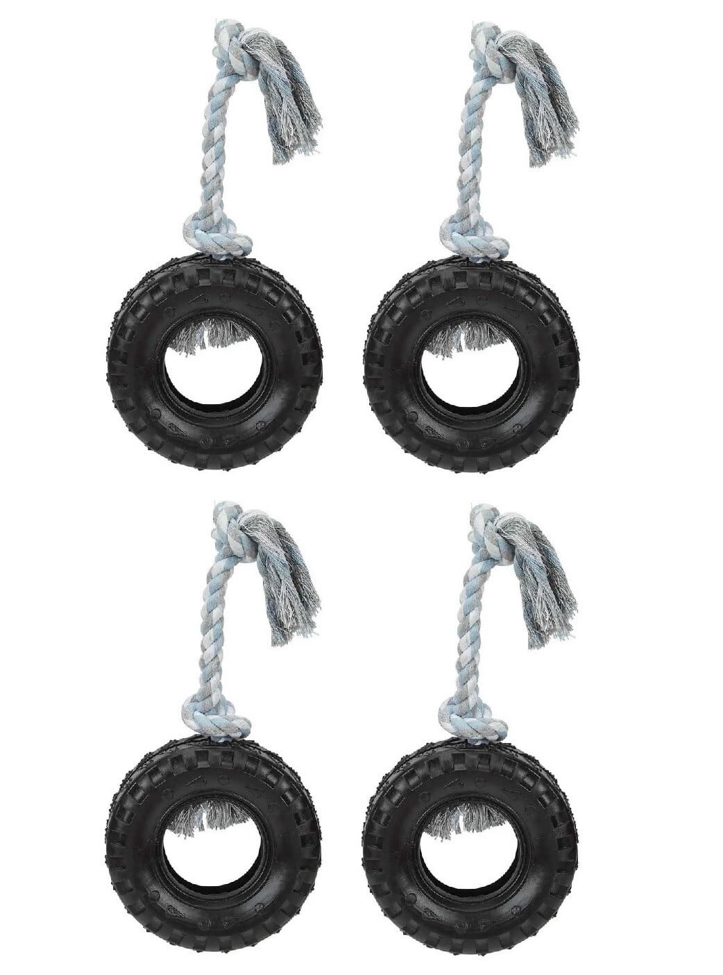 Mighty Tire Dog Toy 16" Rope Tough Rubber Textural Gum Massaging Tug Toss Fetch (1 Toy)