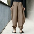 thumbnail image 4 of Mens Lounge Pants Men's Solid Color Cotton Hemp Large Harem Pants Wide Leg Pants, 4 of 5