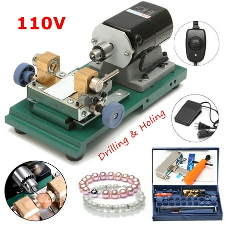 Generic Punch - 110V 240W Pearl Drilling Holing Machine Driller Drilling Punch Tools Full Set For Shell Coral Amber Stone US Plug