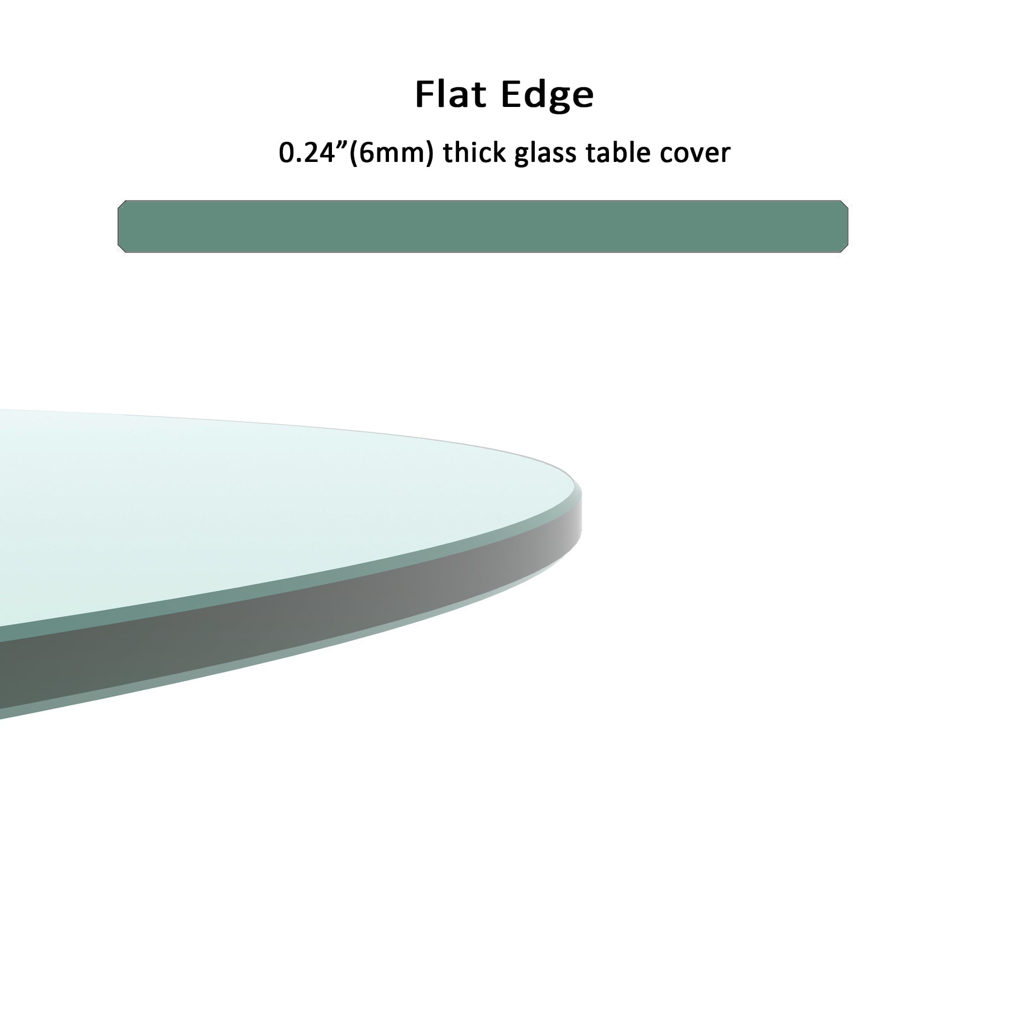 MAYEERTY 30" Round Tempered Glass Table Top, 1/4" Thick Flat Polished Edge, Clear