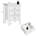 thumbnail image 3 of 3-Drawer Nightstand, Wood Bedside Table with Curved Legs, Retro End Table with Storage for Bedroom Living Room, 17.72''L x 14.96''W x 24.8''H, White, 3 of 7