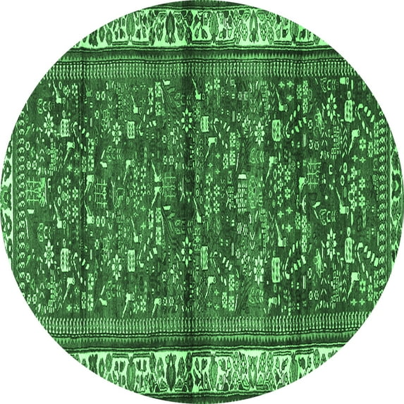 Ahgly Company Indoor Round Persian Emerald Green Traditional Area Rugs, 5' Round