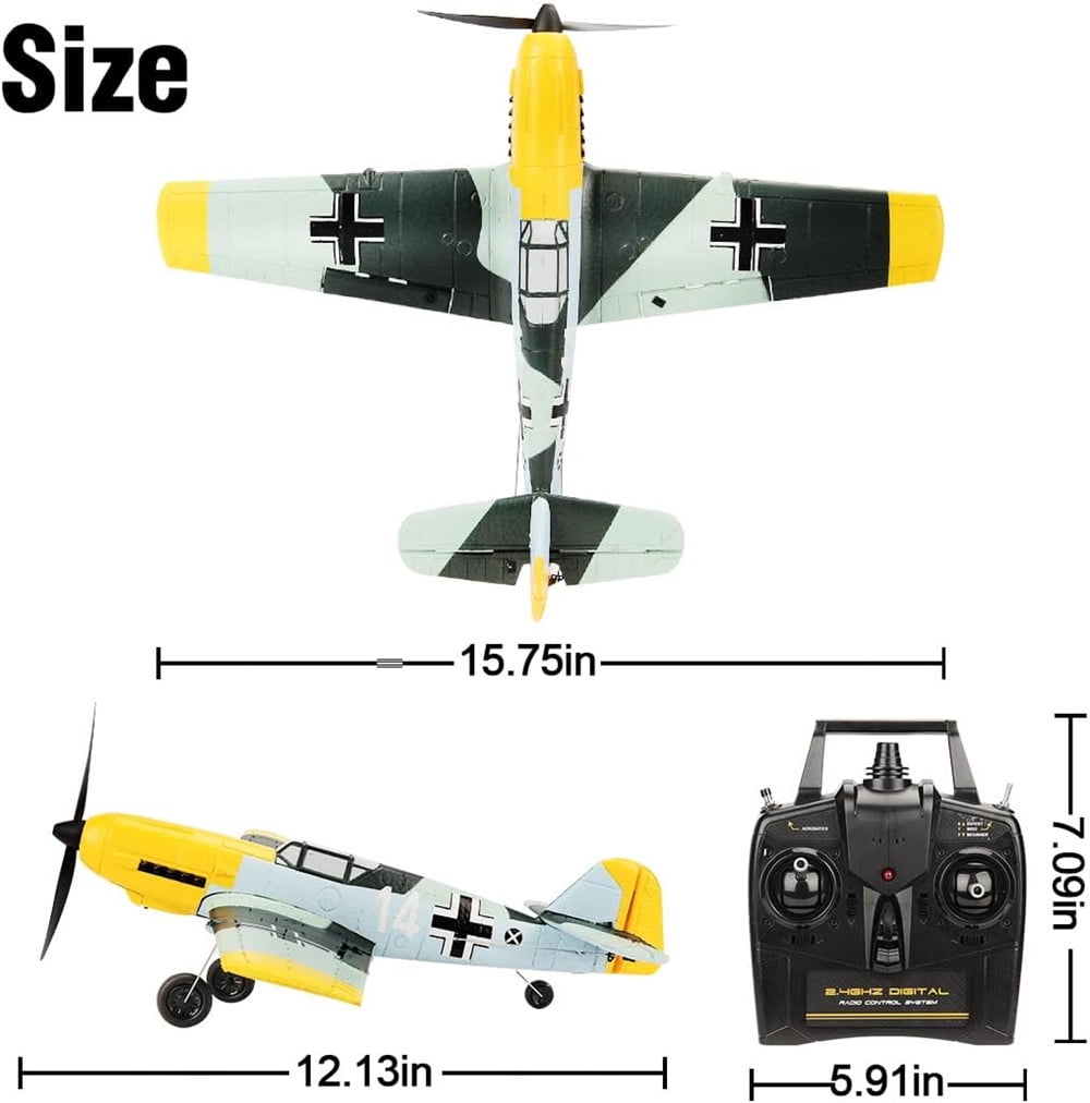 Roofworld BF109 RC Airplane 4CH 6-Axis Gyro Remote Control Plane Aircraft Park Flyer