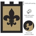 thumbnail image 4 of Solid Black Fleur de Lis on Burlap 18 x 13 Rectangular Double Applique Tab Top Small Garden Flag, 4 of 4