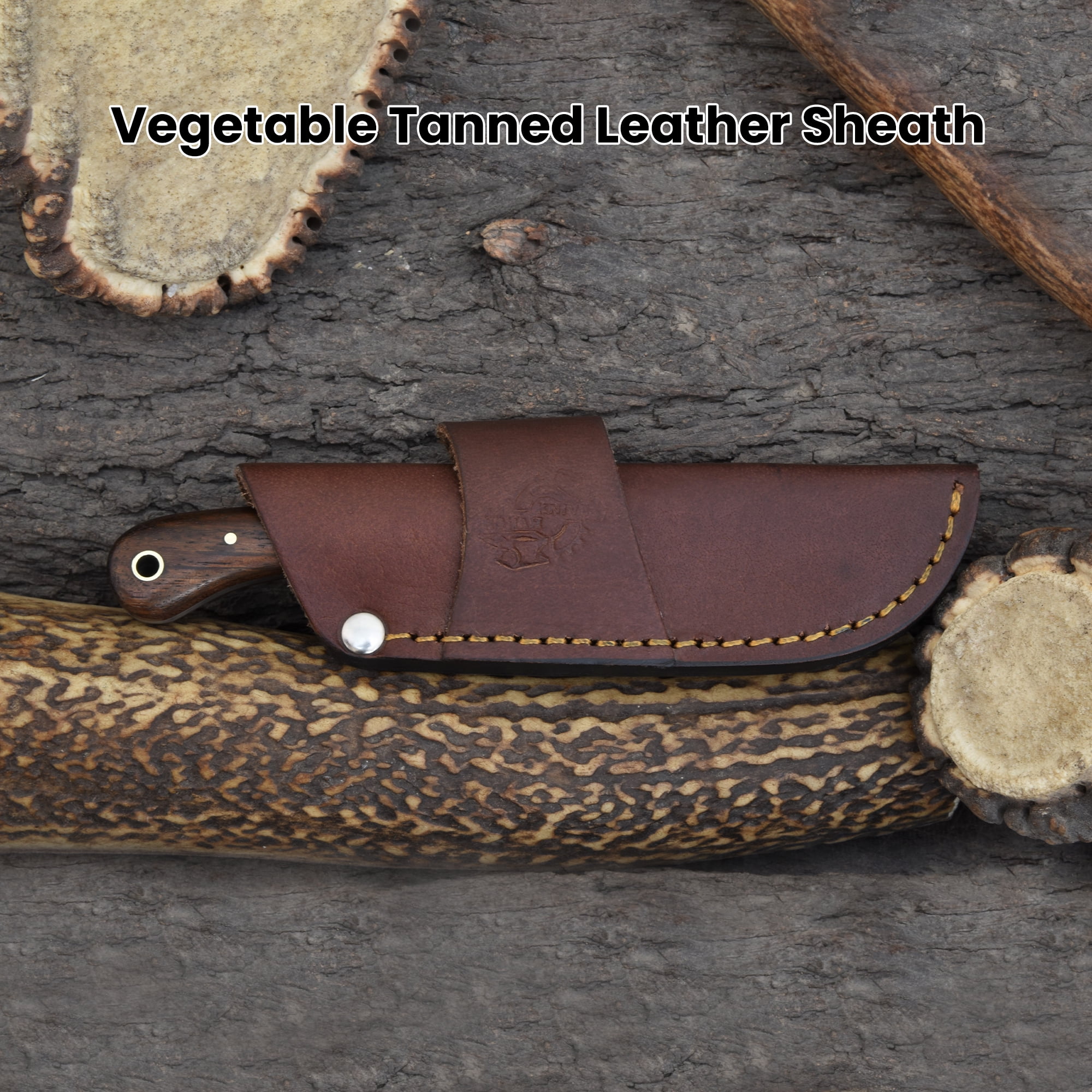 Knives Ranch 2011 Compact Damascus Steel Fixed Blade EDC Knife with Rosewood Handle – Durable Pocket Style Outdoor Knife for Camping, Hunting & Utility Tasks