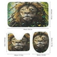 thumbnail image 3 of Watercolor Lion 4 Piece Shower Curtain Sets Bath Mat U-Shaped Floor Mat Toilet Lid Oval Rug King of Wild Animals Waterproof Personality Pattern Bath Curtains for Bathroom Decor, 3 of 8