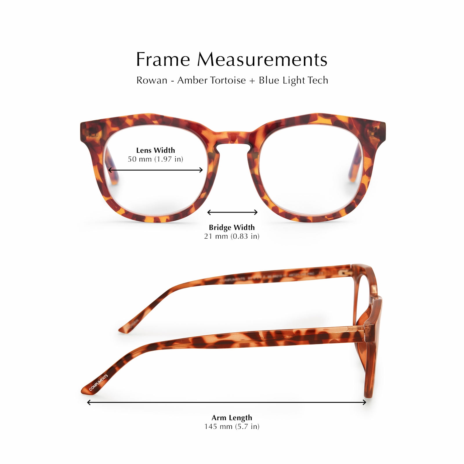 Compliments by DIFF Eyewear Rowan Blue Light Reading Glasses Amber Tortoise +1.25