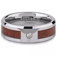 thumbnail image 2 of Wood Inlay With Cz Inset Stone Tungsten Ring, 2 of 2