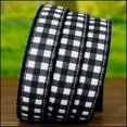 thumbnail image 2 of Country Brook Design - Black & White Buffalo Plaid Ribbon on Black Nylon Webbing (1 Inch, 20 Yards), 2 of 5