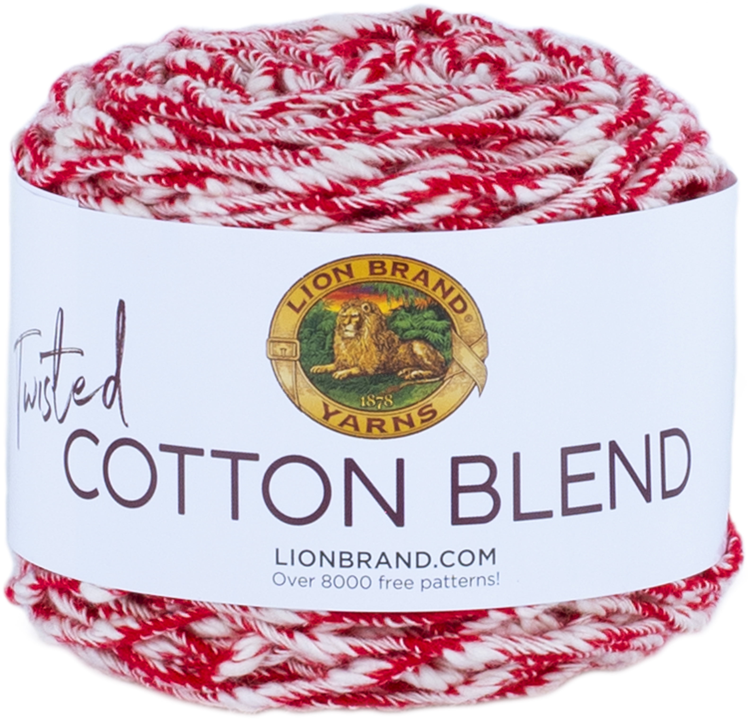 Lion Brand Twisted Cotton Blend YarnRed/Ecru