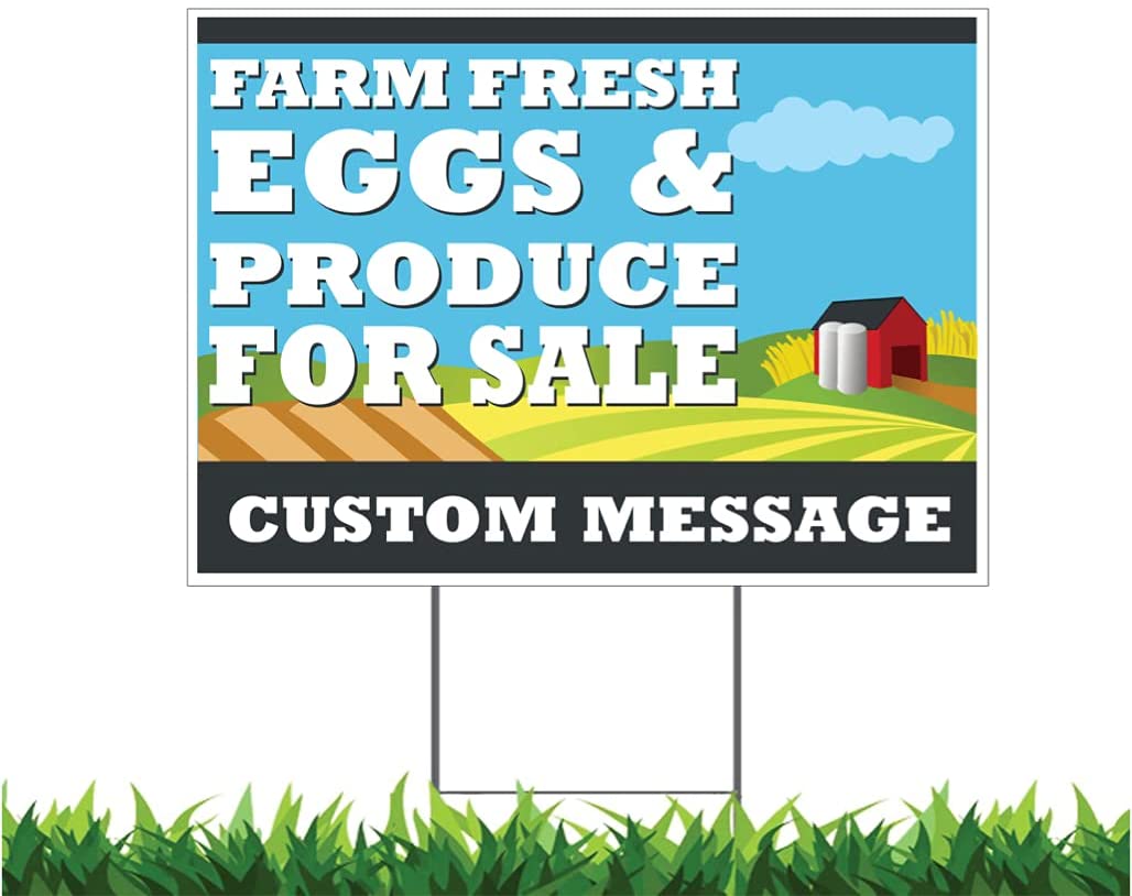 Farm Fresh Eggs And Produce For Sale Yard Sign, Custom, Personalize, 18