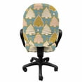 thumbnail image 3 of Christmas Office Chair Slipcover, Pastel Designed Repeated Rustic Striped Winter Pine Trees and Stars, Protective Stretch Decorative Fabric Cover, Standard Size, Pale Teal Pale Coffee, by Ambesonne, 3 of 5