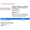 thumbnail image 2 of Valve Cover Gasket Set - Compatible with 1950 - 1952 International L110 3.6L 6-Cylinder 1951, 2 of 2