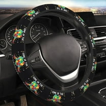 Yiaed I Love With Autism Steering Wheel Cover,Universal 15 Inch Anti Slip Steering Wheel Protector Car Accessories Interior for Auto Truck SUV