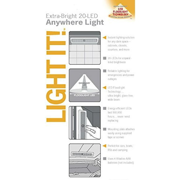 LIGHT IT! par Fulcrum, 30017-308 20-LED Anywhere LIGHT, Blanc, pack Unique