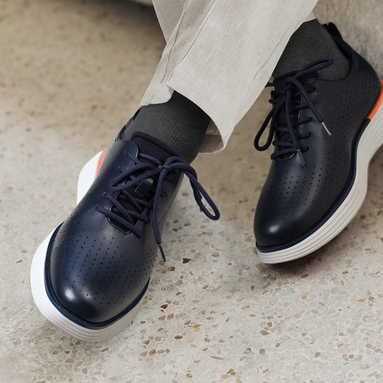 Bruno Marc Mens Size 9.5 Navy Blue Faux Leather Lace Up Dress Sneaker Shoes Bruno Marc Men main image 2