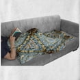 thumbnail image 6 of Ethnic Soft Flannel Fleece Throw Blanket, Classic Tie Dye Effect Batik Motif with Bizarre and Oriental Aesthetic Print, Cozy Plush for Indoor and Outdoor Use, 70" x 90", Brown Blue, by Ambesonne, 6 of 6