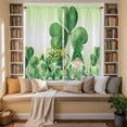 thumbnail image 2 of St. Patrick's Day Kitchen Curtains 63 Inch Length, Green Shamrock Gnomes Watering Can Plants Tiers Curtains for Living Room Berdoom, Light Filtering Drapes Window Treatment 2 Panels 42"Wx63"L, 2 of 8