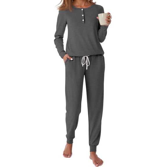 Fantaslook Pajamas Sets for Women Casual Lounge Set Long Sleeve Two Piece Set Buttom Down Shirts and Pants with Pockets Oufits