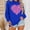 Blue#1, variant on Viikei Fall Tops for Women,Women's Round Neck Lover's Love Top Hoodie Long Sleeved Round Neck Top Gray S