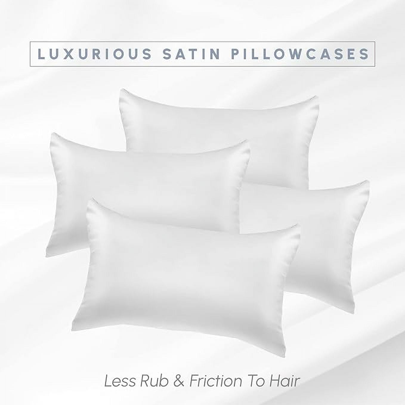 Cooling Viscose Satin Pillowcase 4-Pack Set with Hidden Zipper Closure,King, White