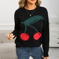 thumbnail image 2 of Tnhcen Women's Cherry Print Sweater Soft Acrylic Knit Top Casual Crewneck Pullover Fall Winter Warm Wear Long Sleeve Comfort S-XL, 2 of 8