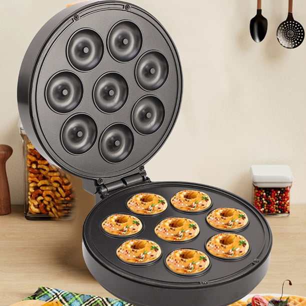 Máquina para hacer donuts antiadherente de 220 V, máquina de desayuno de 1400 W, enchufe de la UE (A)