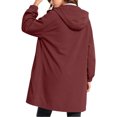 Women Rain Jacket Hooded Button Waterproof Jackets Long Windbreaker ...