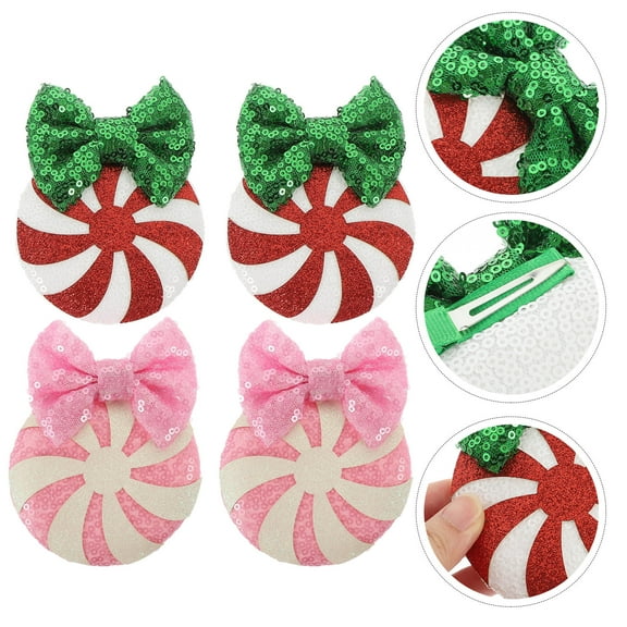 WRITWAA 2-Pack Christmas Hair Bows Assorted Colors Cloth Hair Clips for Girls Holiday Accessories