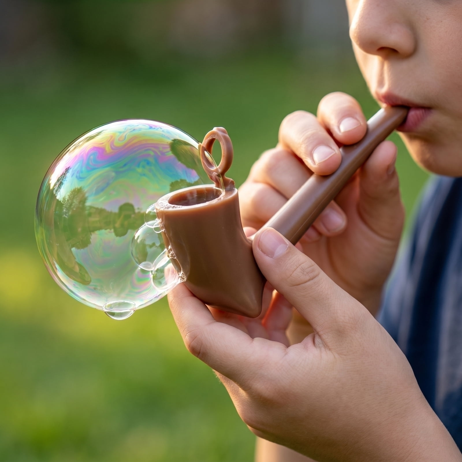 Classic Bubble Pipe Blower Novelty Retro Style Liquid Dipping Wand for Party Favors and Outdoor Fun Brown
