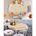 thumbnail image 6 of Round Tablecloth with Elastic Fall Thanksgiving Pumpkin Maple Leaves Rustic Botanical Southwestern Style Waterproof Stain-proof Table Cover Fitted Table Cloths for 36"-44" Round Tables Dining Kitchen, 6 of 6