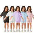 thumbnail image 5 of GYRATEDREAM Toddler Girl Boy Shorts Set, Kids Solid Cotton Short Sleeve Tops and Leggings 2 Pcs Outfits Summer Workout Sport Tracksuits for 4-5T, 5 of 9