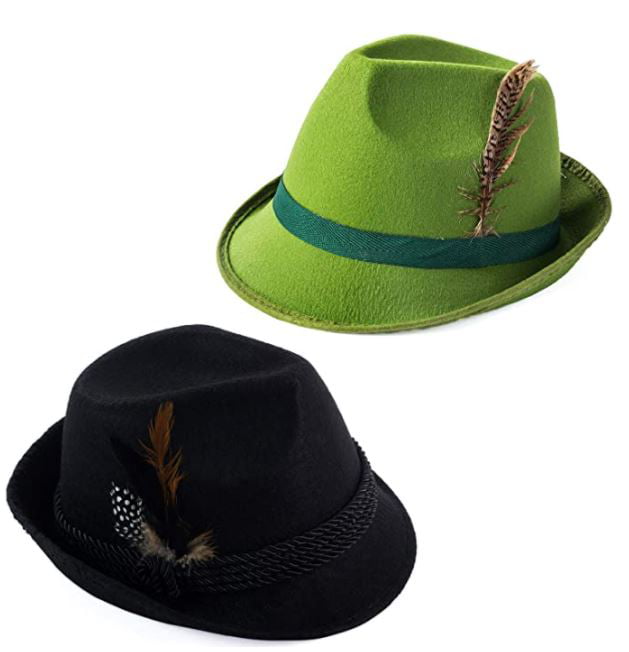 Tigerdoe Oktoberfest Hats German Alpine Hat Bavarian Hat with Feather 2 Pack 